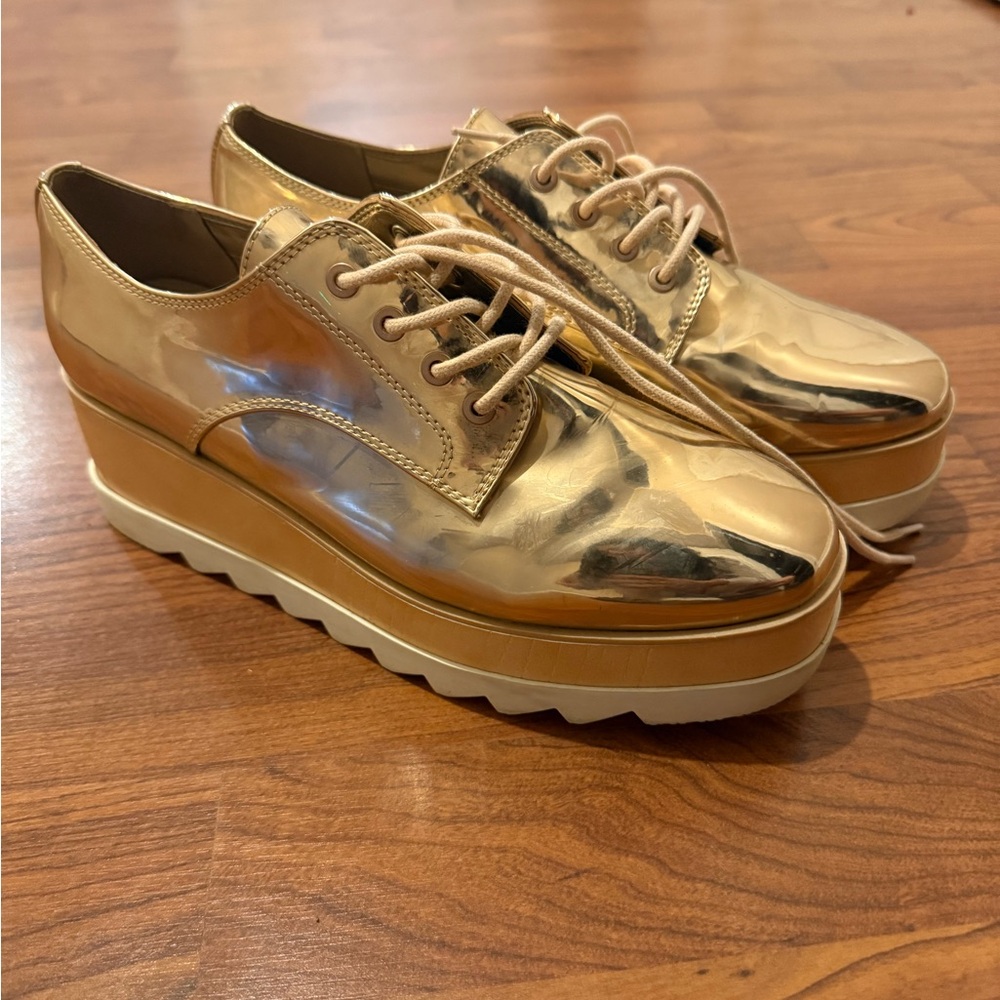 Rose Gold Platform Oxford Shoes